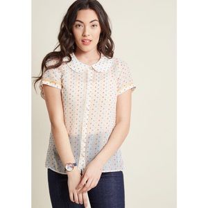 Darling in Dots Button-Up Top in Confetti Hearts